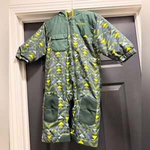 Columbia Green and Yellow Geometric Kids One-Piece Hot Suit